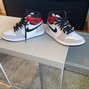 NIKE AIR JORDAN 1 Sneakers, size 9 Women / 7.5 Men, GrayBlackWhiteRed, NEW $225